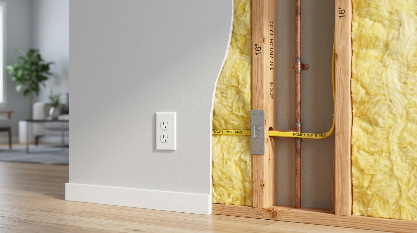 Wall cutaway showing sensor physics and internal framing